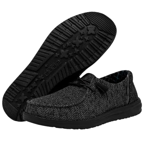 HEYDUDE HEYDUDE Women's Wendy Sox Slip On Shoe, Micro Total Black Size 7 | Textile Upper | Lightweight Loafer with Sock Like Fit and Flexible Outsole