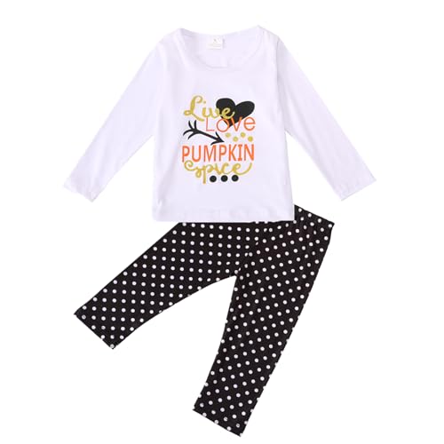 Image of Thanksgiving Toddler Girls Turkey Outfits Set Ruffle T-Shirt Dress and Pants Outfit Set 3-8Years