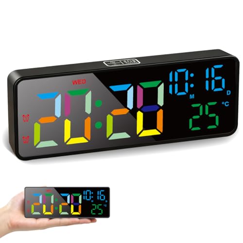 La mejor comparación de reloj digital barato los 5 más buscados. 42 WEHALO Reloj Digital de Pared LED 17cm con Hora, Fecha, Semana, Temperatura, Despertador Dual, Brillo Ajustable, Cuenta atrás, Cable de USB, para Sala, Cocina, Dormitorio, Aula,...