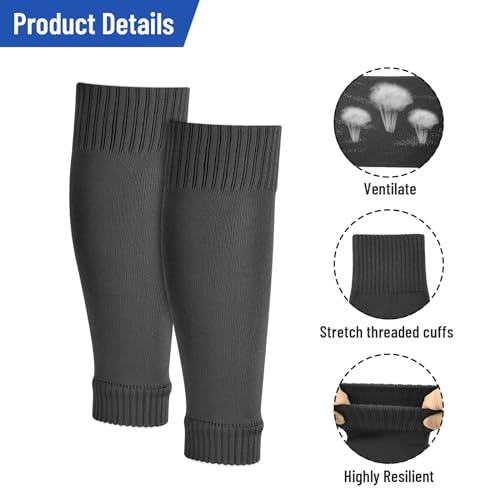 Peaken Football Sock Sleeve, 3 Pair Team Leg Sock Black Sock Sleeve Football for Football Running or Training Beginner (Kids - Image 3