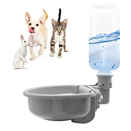 16oz Pet Water Bottle, Gravity Dog Water Bowl Dispenser for Cage, Anti-Overflow Water Dispenser for Small Dogs, Cats, Rabbits and Other Small Animals, BPA Free, Grey 16oz Pet Water Bottle, Gravity Dog Water Bowl Dispenser for Cage, Anti-Overflow Water Dispenser for Small Dogs, Cats, Rabbits and Other Small Animals, BPA Free, Grey