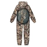GIFTPUZZ Deer Circle Camo Boys Girls Fashion Long Sleeves Long Pants Homewear with Pockets and Zipper Hoodies Streetwear Camo Hunting Boys Clothes Size P23-XL