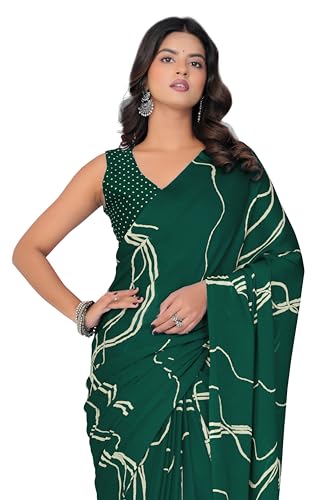 Image of MIRCHI FASHION Saree for Woman Chiffon Georgette Geometric Printed | Lightweight Farewell and Women's Office Sari with Blouse Piece