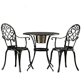 Struttura robusta: realizzato in alluminio pressofuso, questo set da bistrot da 3 pezzi offre durata e stabilità per un uso duraturo. Il suo design antiruggine e resistente alle intemperie assicura che questo set da patio sia perfetto per ambienti esterni, permettendoti di goderti il tuo spazio senza preoccupazioni. Ideale per pranzare e rilassarsi, questo elegante set valorizza qualsiasi area esterna.
