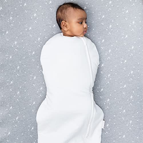 Image of Happiest Baby Sleepea Comforter Swaddle - 100% Organic Cotton Baby Swaddle Blanket - Doctor Designed Promotes Healthy Hip Development (Ivory, Large)
