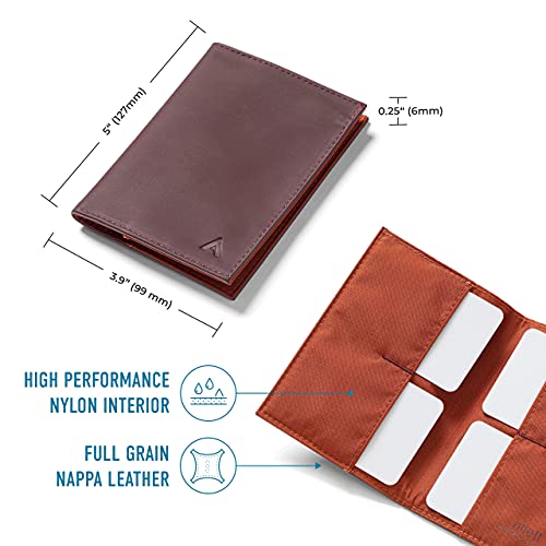 Image of Allett Original Wallet, Merlot | Leather, Slim, Minimalist | RFID Blocking, Ultra Thin Bifold, Front Pocket | Holds 4-24+ Cards, Bills, Receipts | Wallets for Men & Women