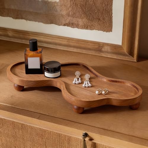 Uiifan Wood Cloud Perfume Tray Irregular Jewelry Decorative Tray for Women Trinket Dish Ring Holder Dish Room Aesthetic Decor Birthday Housewarming Gift(Brown)
