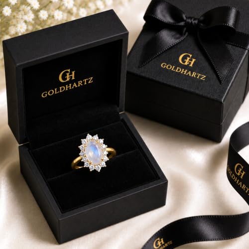 Image of Princess Diana Inspired Halo Birthstone Ring for Women Girls | Pure 925 Sterling Silver with AAA+ Natural Gemstone | 18K Gold-Plated | Best Gift for Birthday, Anniversary, or Valentine�s Day