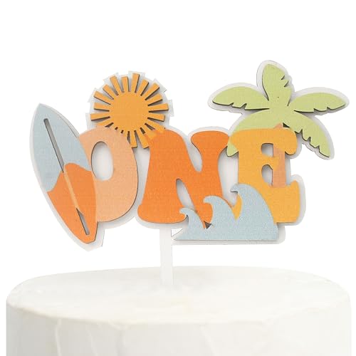 Décoration de gâteau d'anniversaire surf en bois et accessoires photo