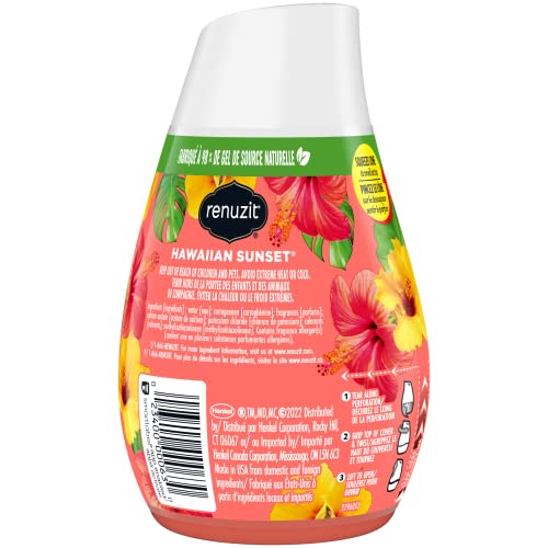 Renuzit Adjustable Solid Gel Air Freshener Cones, Hawaiian Sunset, Nonstop Freshness, 7 Oz, 12 Count