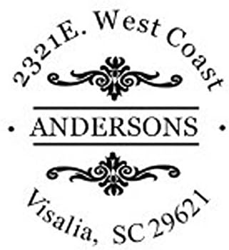 New Personalised decoratieve Flolral Round Return Address self Ink Stamp - Style 02