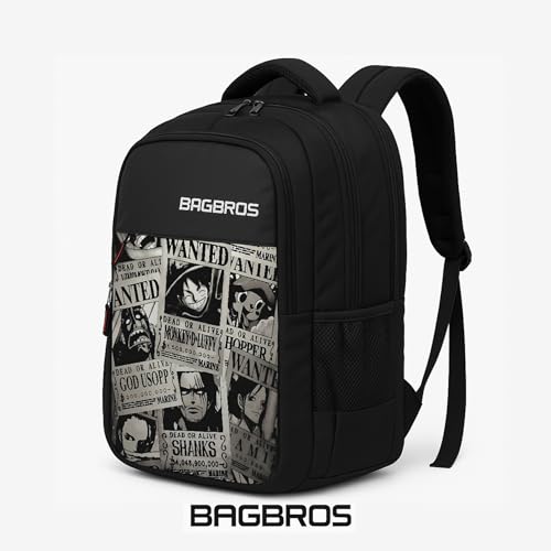 Image of Bagbros Onepiece Anime Printed Backpack Wanted Poster Printed Laptop Bagpack | 30L One Piece Anime Print LUFFY Waterproof Backpack Multi-Storage Designer Ergonomic Bag,Laptop Bags,School Bag