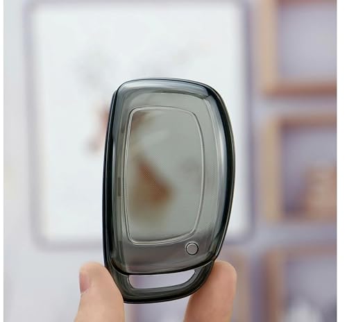 Image of Car Key Cover Key Shell of TPU Material Compatible with Hyundai Creta Venue Aura Elite i20 Grand i10 Nios Xcent 3 Button Flip Key (Transparent Black)