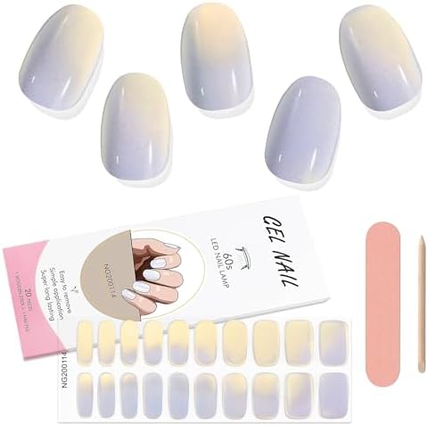 Kalolary 20szt. semi cured gel nail polish stickers, full wraps żelowe paski do paznokci z pilnikiem do paznokci i sztyftem do zdobienia paznokci(wymagana lampa UV/LED) (2)