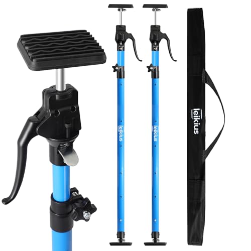Leikius 2PK Tallest Adjustable Support Pole 49-114 inch, Heavy Duty Aluminum Handle Cabinet Jacks for Installing Upper Cabinets, 3rd Hand Quick Support Rod &Cargo Bars, Zip Wall Dust Barrier System