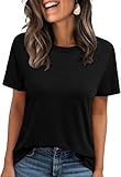 Womens Short Sleeve Tops Crewneck Black Tshirts Loose Fit Casual Tees Shirts XL