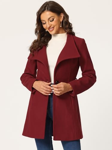 Image of Allegra K Women's Winter Elegant Stand Collar Overcoat Long Belted Pea Coat