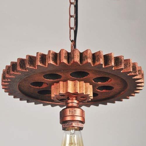 Lustre industriel vintage en bois noble avec hauteur réglable E27 - 5
