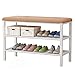 HUALEMEI 2 w 1 półka na buty i półka na buty, ławki na buty z siedziskiem i przechowywaniem, metalowy stojak na buty do korytarza wejścia-khaki 80 x 30 x 50 cm (31 x 12 x 20 cali)