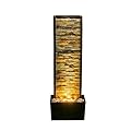 Warm Garden Illuminated Stone Cascade Waterfall Fountain – Elegant Indoor/Outdoor Water Feature with LED Lights, 38x11.6x16.3 inches
