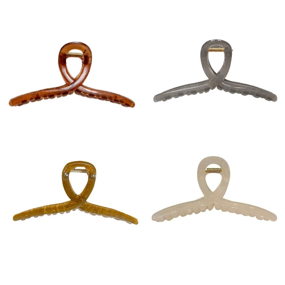 large claw clips, jumbo hair clip, claw hair clips for women, hair clips for thin hair, 4 pcs, 6-inch, Neutral Color. - Image 3