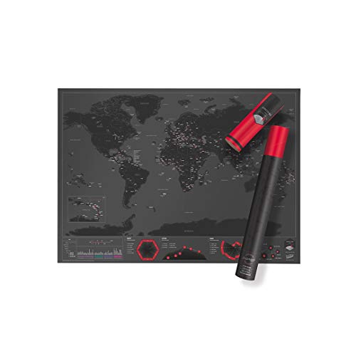 World Scratch Map Capitals Edition – Premium Scratch Off Map – World Scratch Poster with Countries, Cities, Capitals, & Landmarks – Fun & Vibrant Colors – Perfect Gift For Travelers – Black