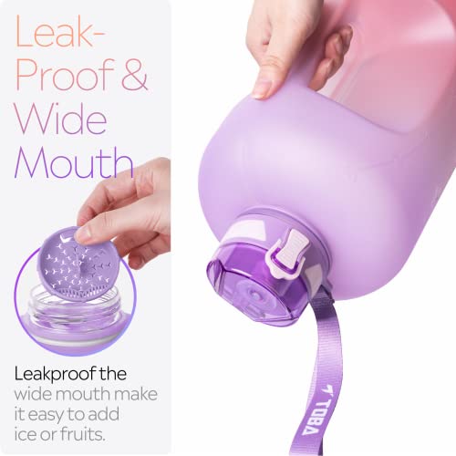 Toba 1 Gallon Water Bottle -128 Oz Motivational Water Bottle Bpa Free Water Jug Large Sports Water Bottle Leakproof Drinking Bottle Women/Men For Fitness Gym Outdoor Activity, Purple Orange Snowflake #TOP6