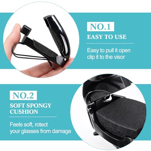 Image of Frienda 20 Pcs Sunglasses Holder for Car Sun Visor Clip, Sunglass Holder for Visor Eyeglasses Mount Ticket Card Clip Car Accessories for Women Men (Black)