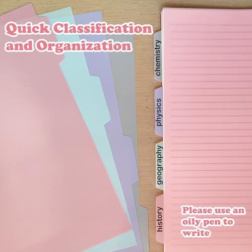 DY.2ten A4 Binder Dividers for 30 Ring Binder, 1/4 Cut Tabs, Insertable Notebook Planner Tab，30 Hole，8 Sturdy Plastic Index for School Office Home, 2 Sets, Colorful - Image 6