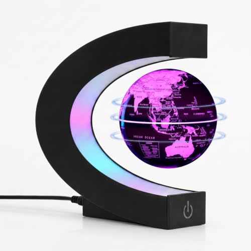Globe flottant magnétique avec lumières LED 7 couleurs, lampe de carte du monde flottante rotative à 360°, géographie STEM, cadeau pour hommes, mari, père, enfants, anniversaire ou vacances