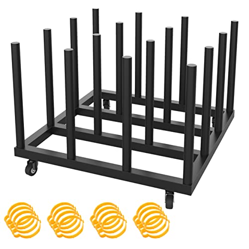 Tongmo Vinyl Cart Mobile Rack 16 Roll - Round 2" Core Heavy Duty Vinyl Roll Cart With 16 Vinyl Wrap Clips - Ideal For Blueprint/Photography Paper Rolls Organize #TOP1