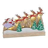 Department 56 Flourish Rudolph The Red-Nosed Reindeer and Santa in Sleigh Lit Mantle Decor, 9 Inch, Multicolor