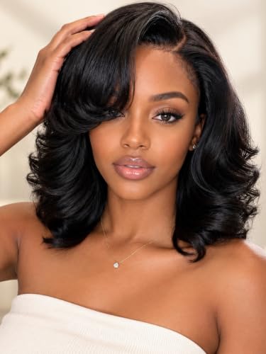 UNICE Bye Bye Slip Body Wave Layered Blowout Bob Wig Human Hair 12 Inch
