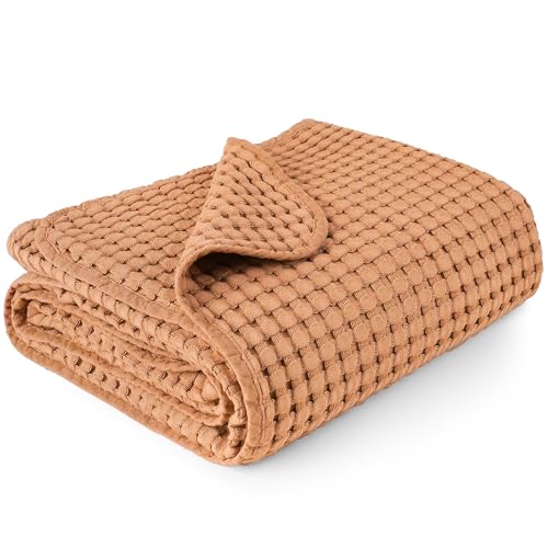 Image of Konssy Waffle Baby Blanket for Boys & Girls, Soft Newborn Swaddle Blanket | Waffle Knit, Cozy Crib Blanket Neutral for Nursery, Stroller & Toddler Bed, Machine Washable, 41 inch x 37 inch(Brown)
