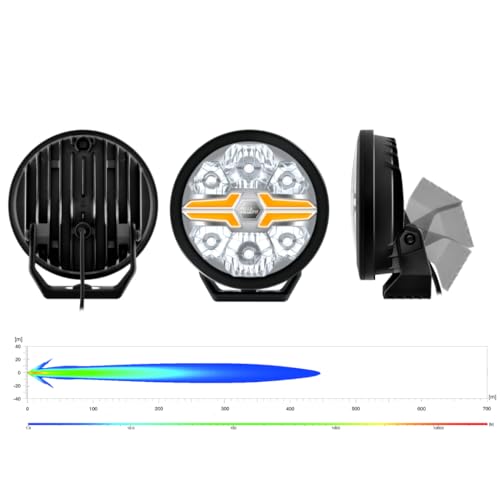 Hella VALUEFIT Blade Black 7 LED Fernscheinwerfer - 12/24V - rund - Referenzzahl: 25 - Anbau - ECE-148/ECE-149 - Lichtscheibenfarbe: glasklar - Kabel: 500mm -1FJ 357 198-061 LED
