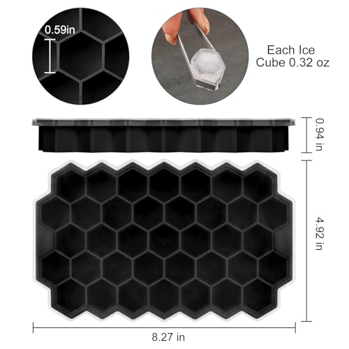 Image of BIDFUL Ice Cube Trays for Freezer with Lid Silicone Ice Cube Tray with Lid for Small Ice Cube Molds,Easy-Release Reusable Ice Cube in Ice Bucket for Iced Coffee Cup