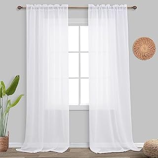 Green Bathroom Curtains Shower Set of 2 Panels Small Window Sheer Short Curtains for Bedroom Kitchen 45 Inch Length