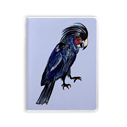 Carnet de notes bleu profond et souple motif perroquet pour votre journal intime