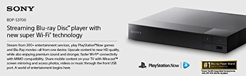 Sony Bdp-S3700 Streaming Blu-Ray Disc Player With Wi-Fi, Bundled With Tmvel High Speed 4K/3D/Ethernet Hdmi Cable + Remote Control #TOP1