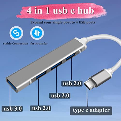 AiNinXun USB C Hub Multiport Adapter for Macbook Pro Ultra Slim Portable Type C Hub USB Splitter 4 Port USB Dock Station Data Lead Transfer USB C Extender Cable for Mac Air Surface Dell Laptop PC OTG