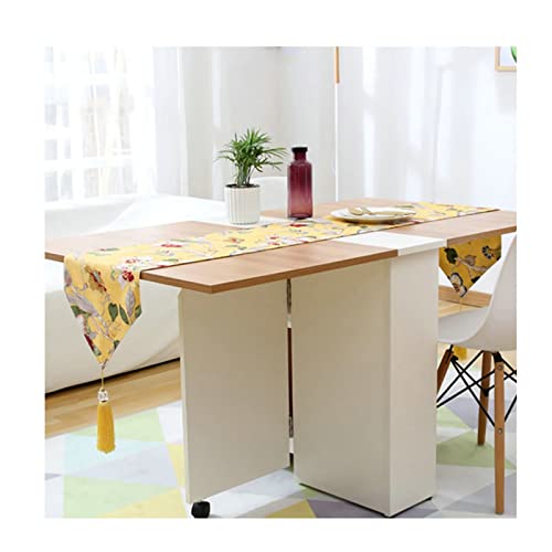 Chemin de table moderne jaune en coton déco table fleurs 30x180