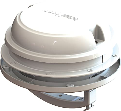 MAXXAIR Maxxfan Dome 6" Round 12V Ventilation Fan - Compact Solution for Rooftop or Sidewall Ventilation, Exhaust Only, Removable Screens, Fan Guard Rain Shield, Moisture Control, Black (00-03812B)