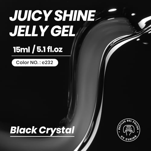 Image of Beetles Black Jelly Gel Nail Polish - 15ML Sheer Black Gel Polish Neutral Jelly Translucent Effect Soak Off UV French Nail Art DIY Home Manicure Gift for Women