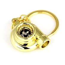 maycom Spinning Turbo Keychain Keyring Turbocharger Turbine Key Chain Ring Keyrings Gold