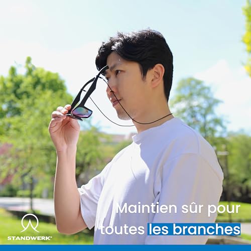 STANDWERK® Cordon à lunettes pour homme et femme - Fabriqué en Allemagne - Résistant aux UV - Tissu - Qualité supérieure - Sans nickel – vue 6