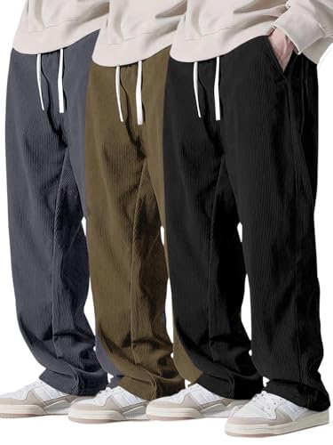Image of Pinkmint Men's Stretchable Ribbed Track Pants | Poly Lycra Relaxed Fit Trousers | Elastic Waist Drawstring Joggers | Casual, Gym, Lounge Wear for Men