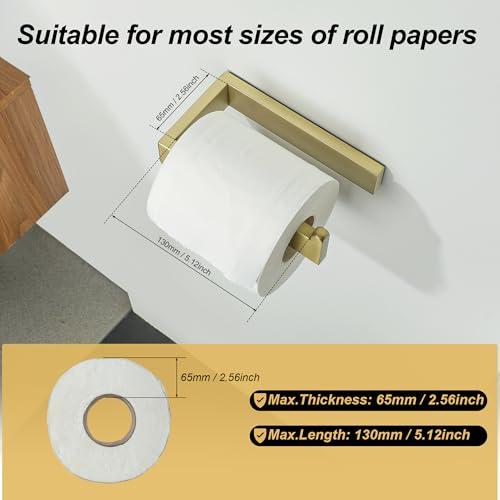 Sayayo Brushed Gold Toilet Paper Holder Wall Mount, Toilet Tissue Holder for Bathroom Tp Holder Square, SUS304 Stainless Steel by SAYAYO - Used condition - Image 5