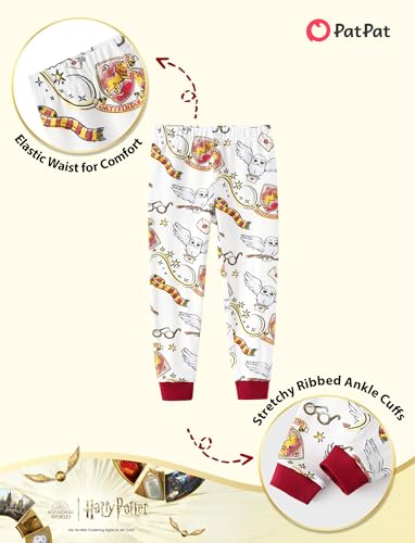 Harry Potter Schlafanzug Mädchen Junden Kinder Hogwarts Hedwig Owl Langarm Winter Pyjama Sets, Gryffindor Weihnachten Zweiteiliger Nachtwäsche 2-10 J. 90 98 104 110 116 122 128 134 140 146 152 158