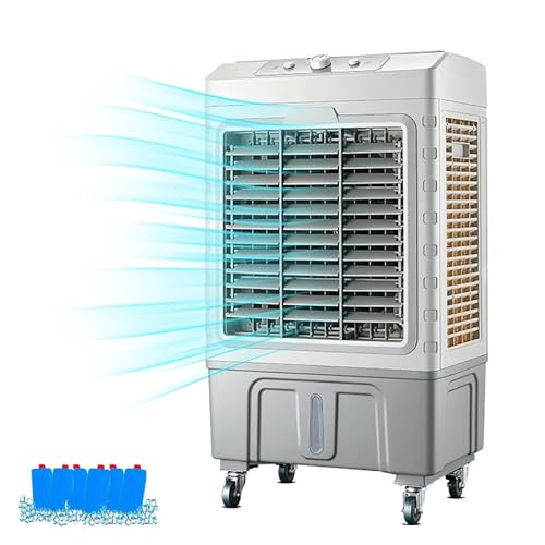 Evasion Cooler 120W, tanque de 60L, 3 velocidades, baterías de hielo, giro de 120°, ventilador inferior móvil con ruedas para oficina en casa y garaje de hasta 90 m2