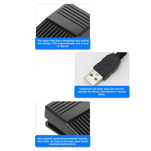 Interruptor de pedal USB para transcripción y videojuegos ergonómico 5